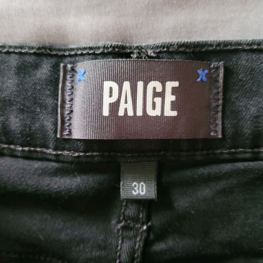 PAIGE Federal Jeans Mens Size 30 32x34 Black Slim Straight Stretch Denim Pockets - Picture 3 of 8